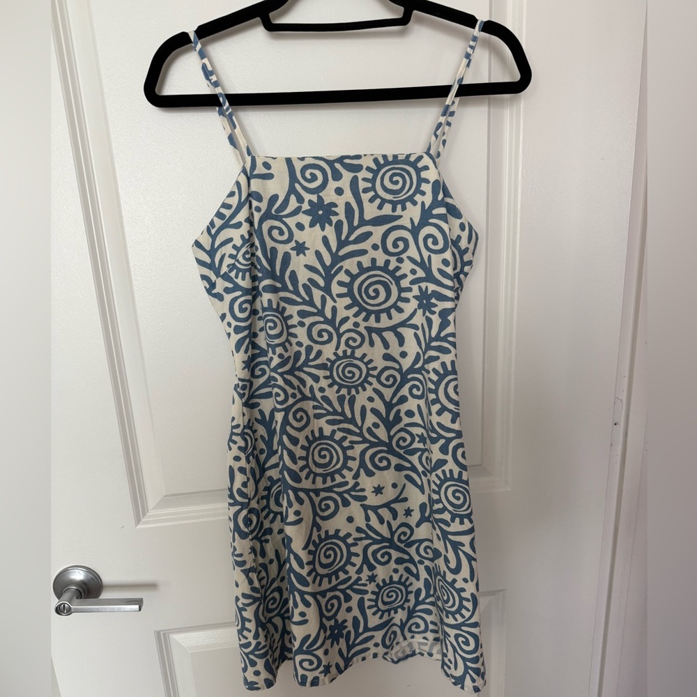 Blue and white mini dress